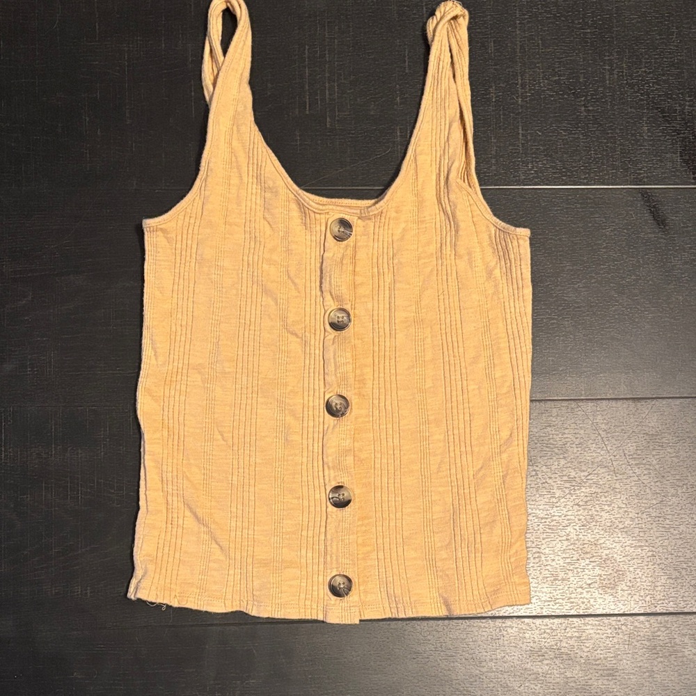 American Eagle Outfitters Button-Front Tan Tank Top